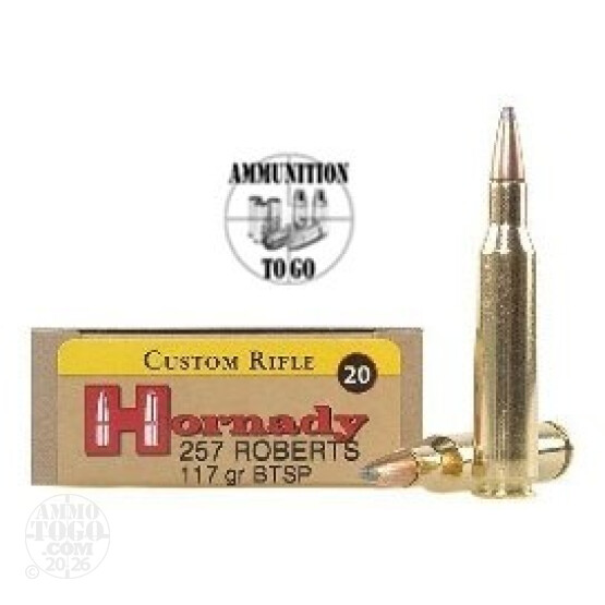 20rds - 257 Roberts Hornady 117gr. +P Interlock Boattail Soft Point